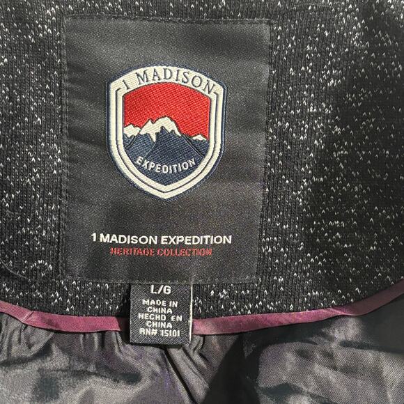 1 Madison Expedition Women's Size Large Black Knit Sherpa Hooded Winter Jacket - Picture 3 of 11